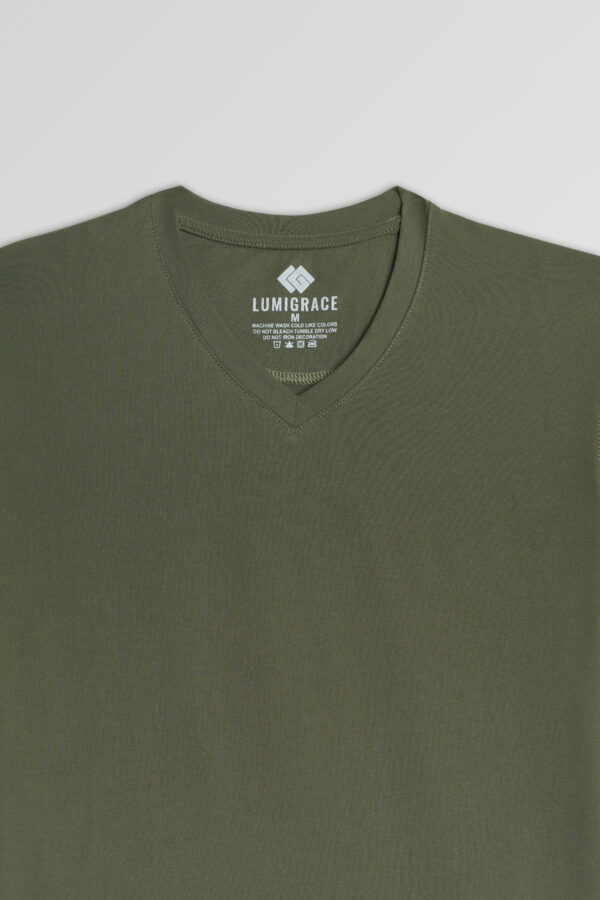 Cotton T-shirt dark olive green - Image 2