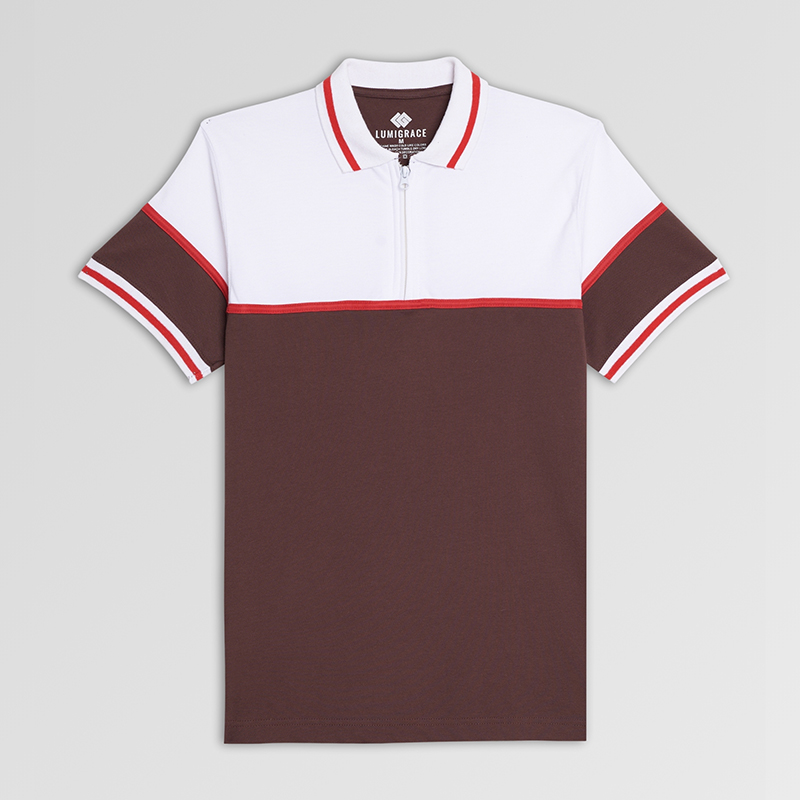 Men Polo Shirt Simple Dark Brown