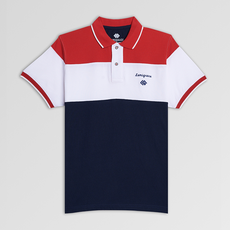 Men Polo Shirt H/S White check