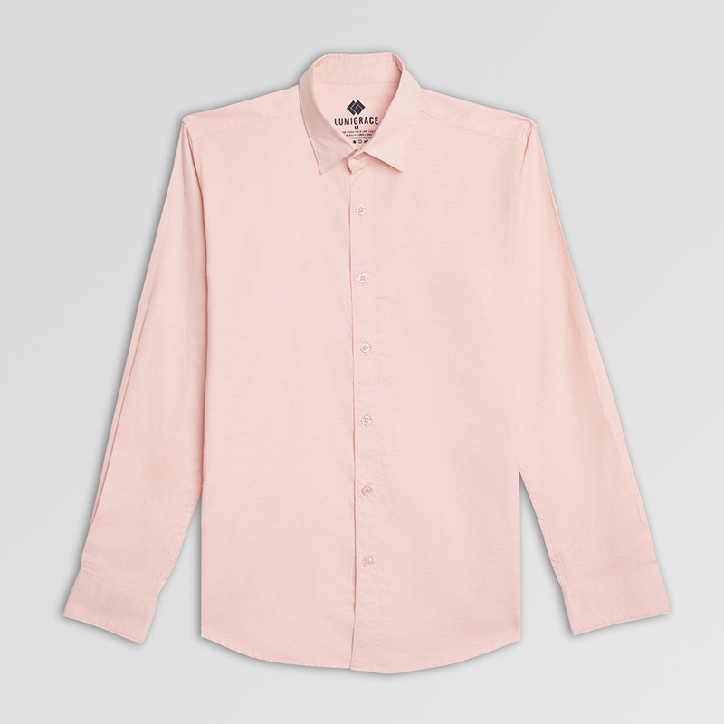 Men Casual Shirt F/S Light Orange