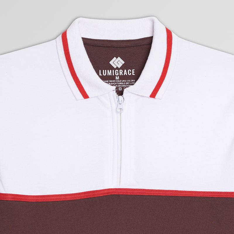 Men Polo Shirt Simple Dark Brown - Image 4