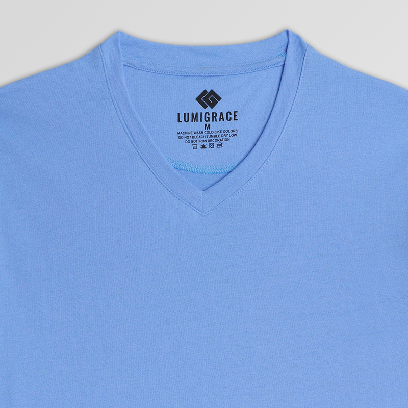 Men T-Shirt V Neck H/S Sky blue - Image 3