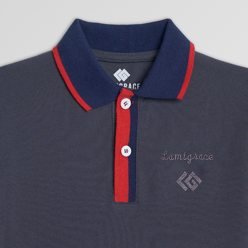 Men Polo Shirt Simple GRY - Image 3