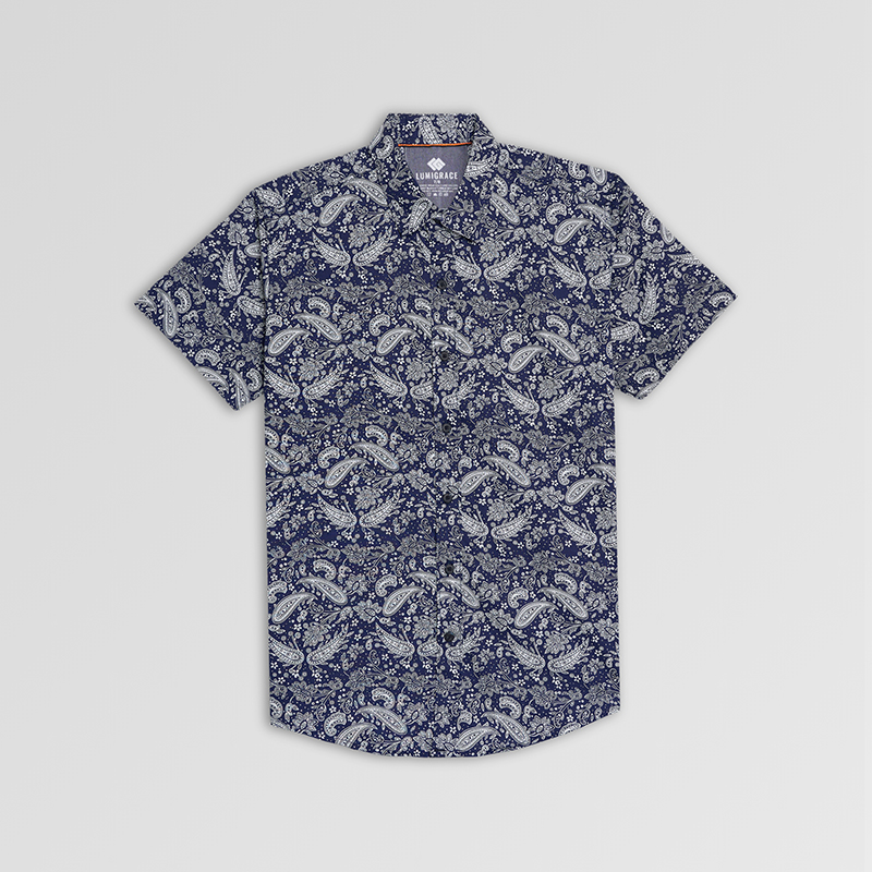 Men Check Casual Shirt H/S Blue Check